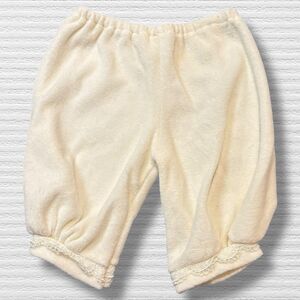 Vintage Baby Girl Pants 6M Ivory Cotton Velour Lace Trim Made in USA